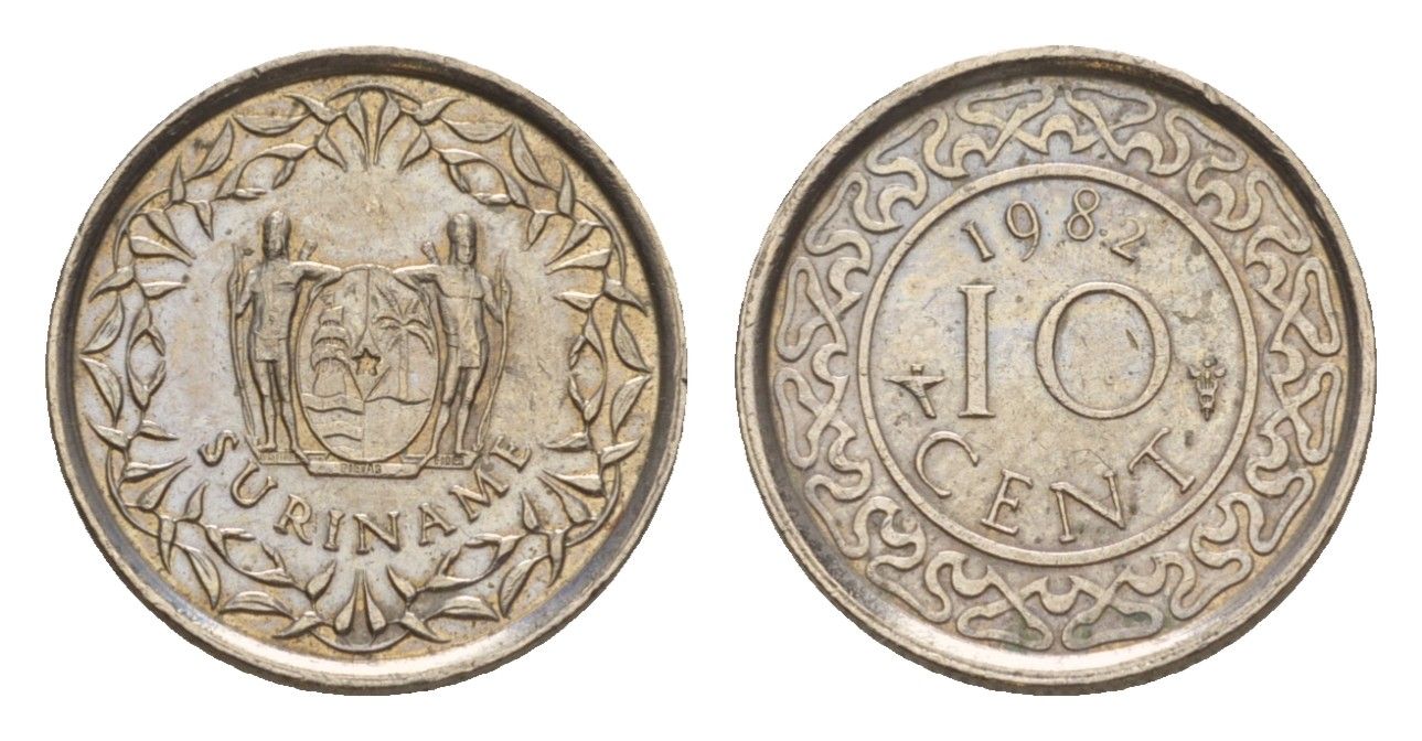 Суринам 10 центов 1982 KM 13 медно-никель 4649-1012