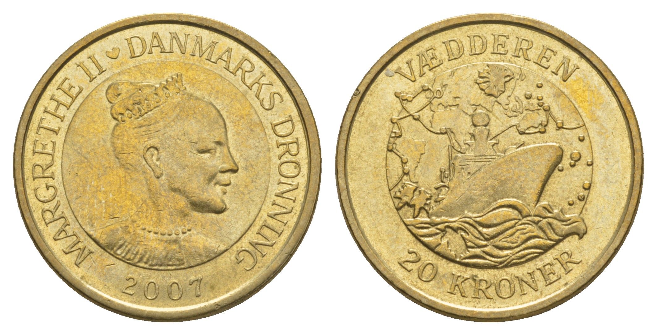 Дания 20 крон 2007 Корабли - Ледокол KM 921 алюминиевая бронза UNC 4657-1256