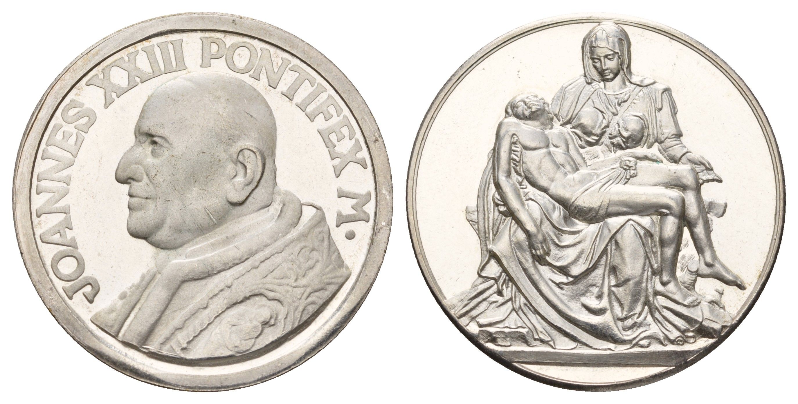 Ватикан медаль в честь избрание папой римским Иоанна XXIII ND (1958) Иоанн XXIII, Пьета Микеланджело, диаметр 35 мм, вес 16,6 гр бронза плакированная серебро 4667-1134