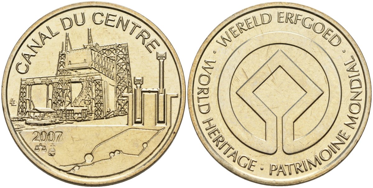 Бельгия жетон 2007 центральный судоходный канал, диаметр 30 мм. медно-никель UNC 88-1022