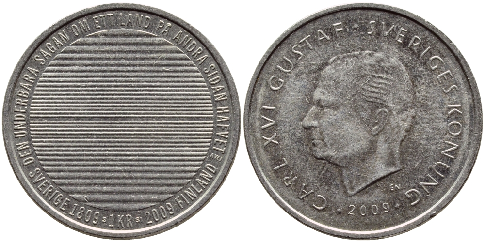 Швеция 1 крона 2009 Карл XVI Густав (1973- ) KM 894 медно-никель 84-215