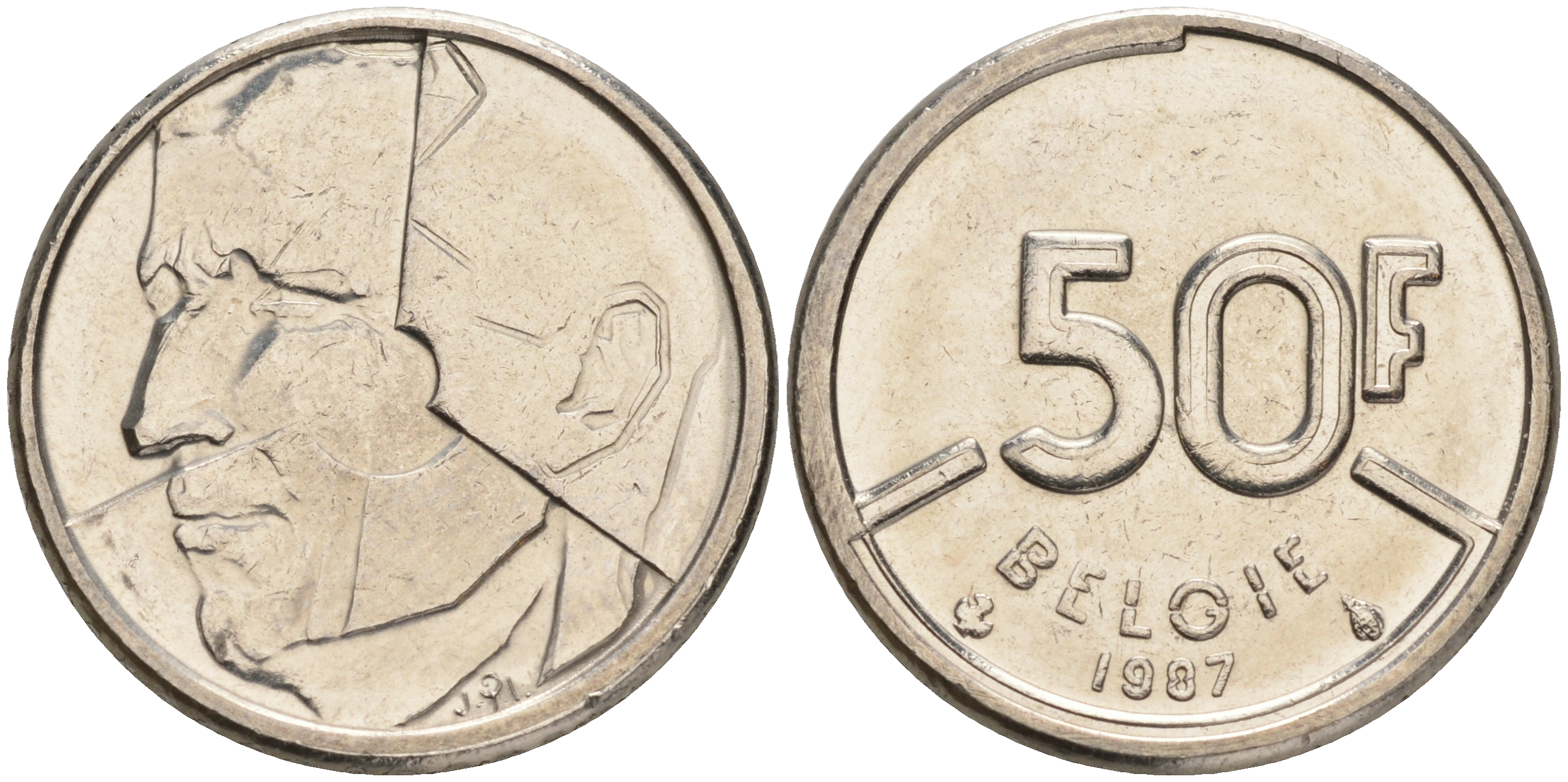 БЕЛЬГИЯ 50 ФРАНКОВ 1987 BELGIE, БОДУЭН I (1951-1993) KM 169 никель 4556-1042
