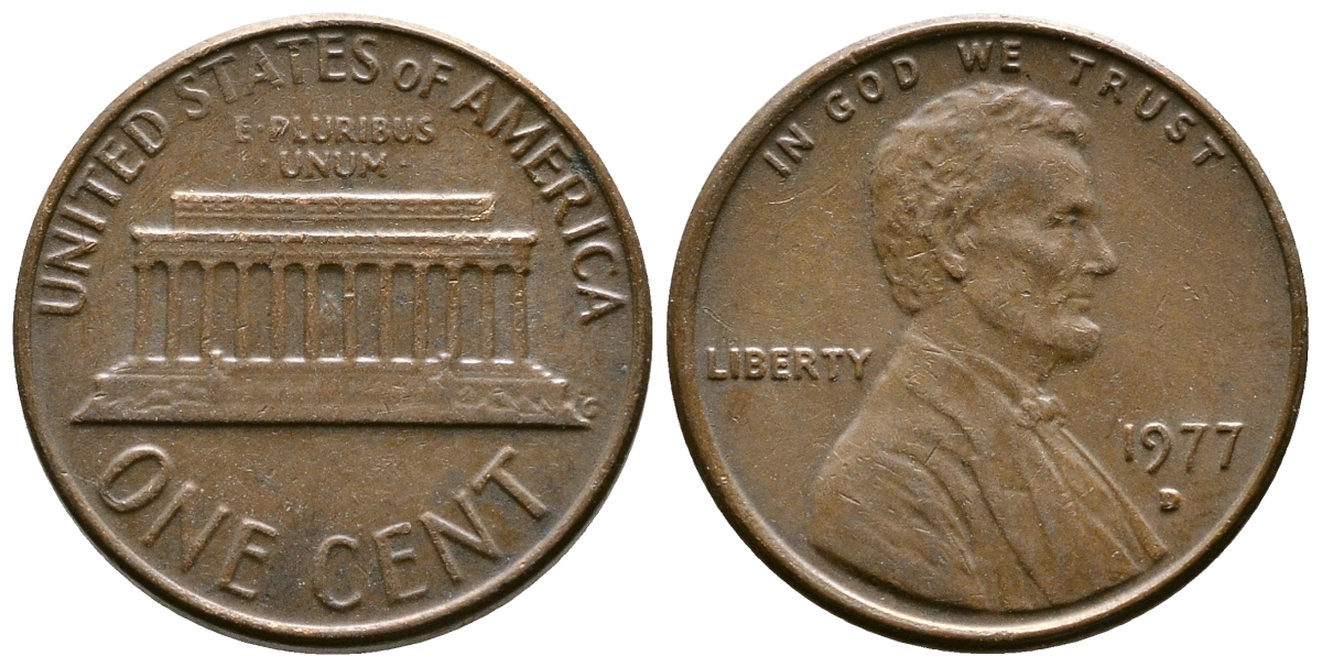 США 1 ЦЕНТ 1977 D, ЛИНКОЛЬН KM 201 медь цинк 71-714