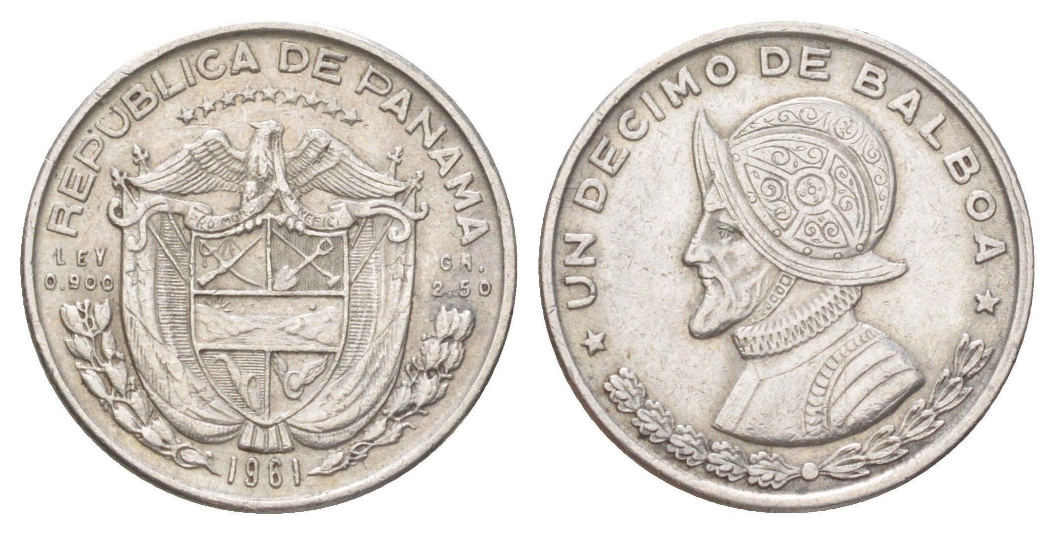 Панама 1/10 бальбоа 1961 KM 24 серебро 4623-1223