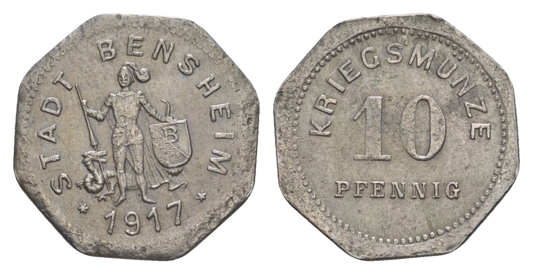 Бенсхайм 10 пфеннигов 1917 Funck 34.6, Men05 1739.7, Men18 2245.7 железо 4636-1161