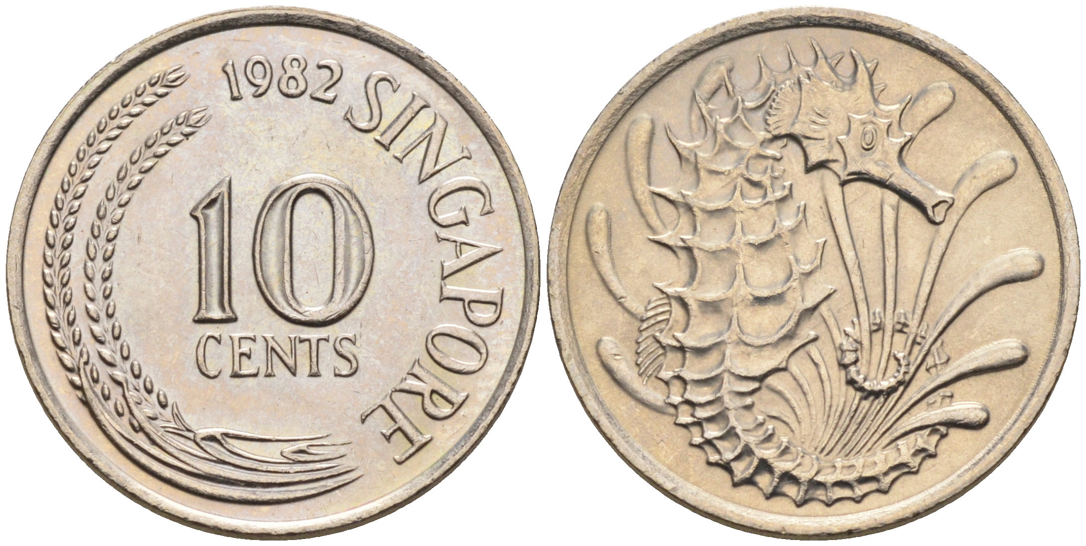 Сингапур 10 центов 1982  KM 3 медно-никель  UNC  4594-1063