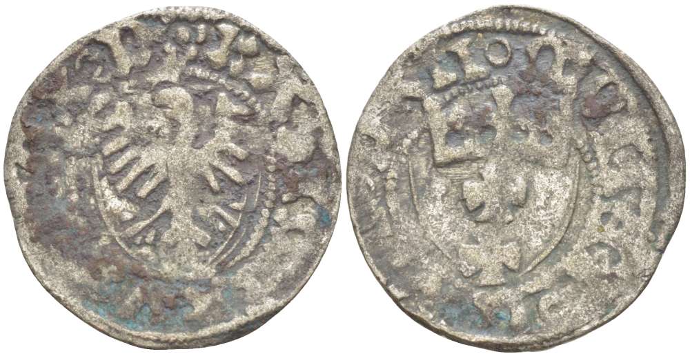 Польша, Данциг 1 шиллинг (шеляг) 1442-1495 Казимир IV династия Ягеллонов (1442-1495), вес 1,17 гр. Kopicki 7224 серебро 1517-441