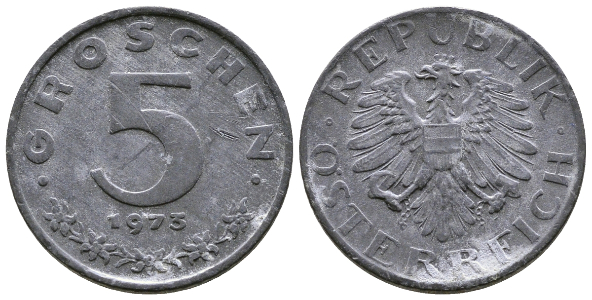 АВСТРИЯ 5 ГРОШЕЙ 1973 KM 2875 цинк 57-1145