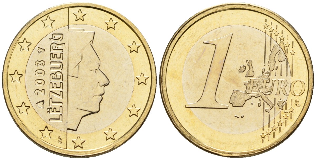 Люксембург 1 евро 2003 Великий Герцог Анри KM 81 биметалл UNC 4148-753