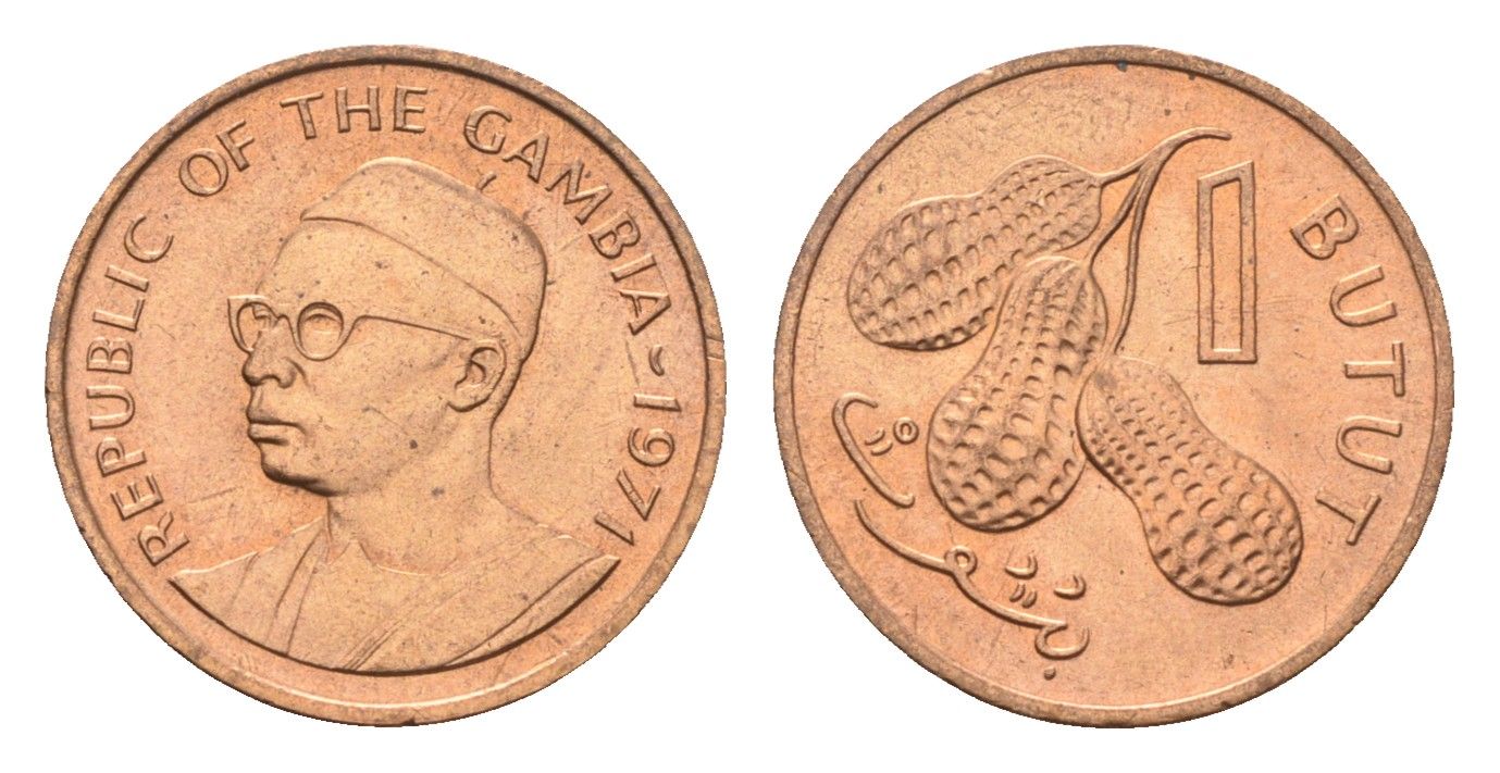 Гамбия 1 бутут 1971 KM 8 бронза UNC 4668-553