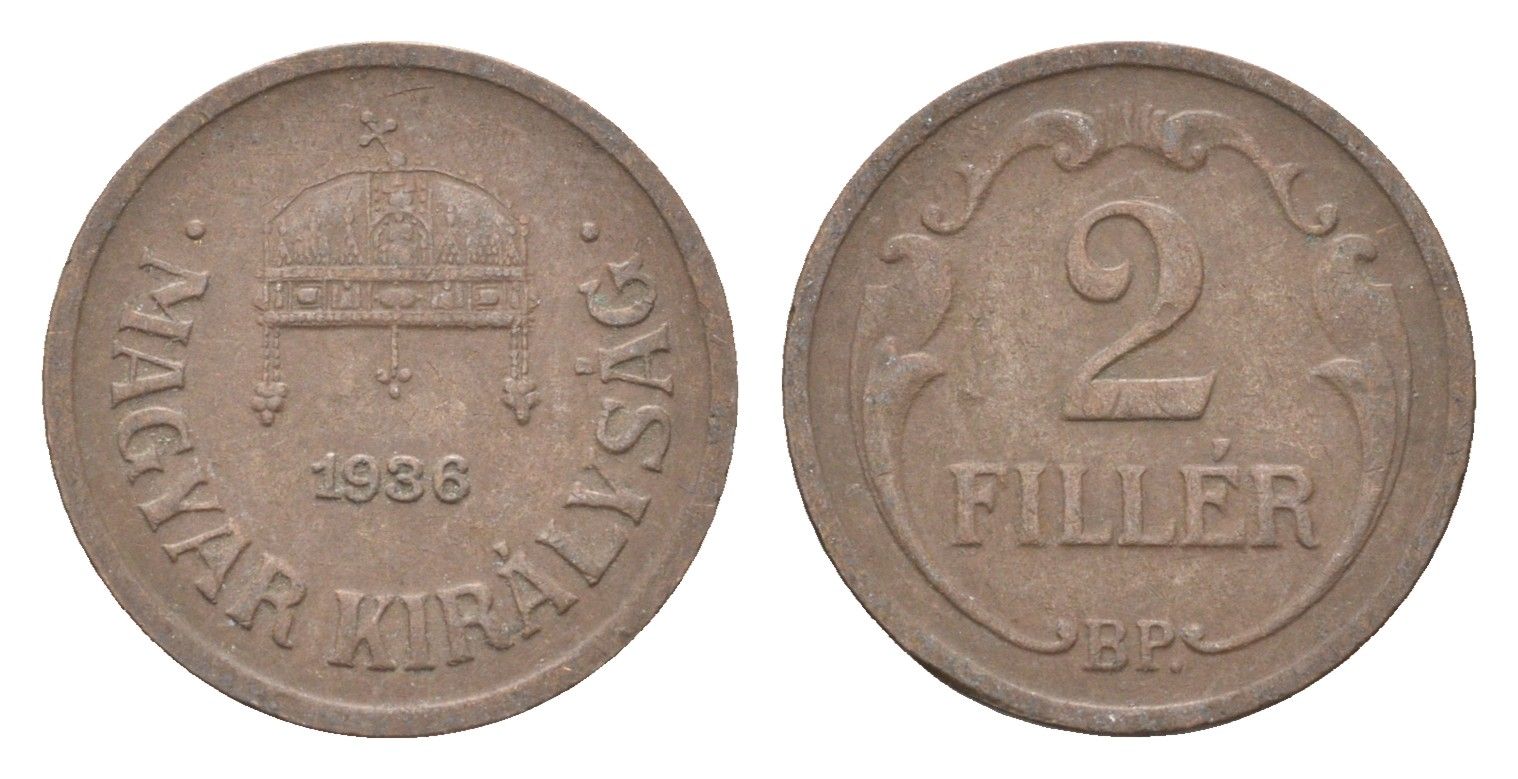 Венгрия 2 филлера 1936 BP KM 506 бронза 4665-449