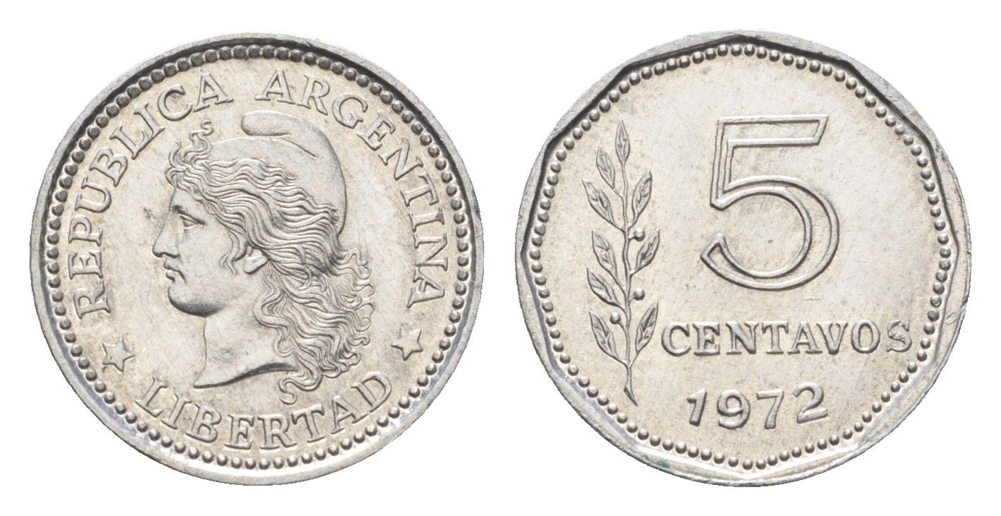 Аргентина 5 сентаво 1972 KM 65 алюминий UNC 4664-538