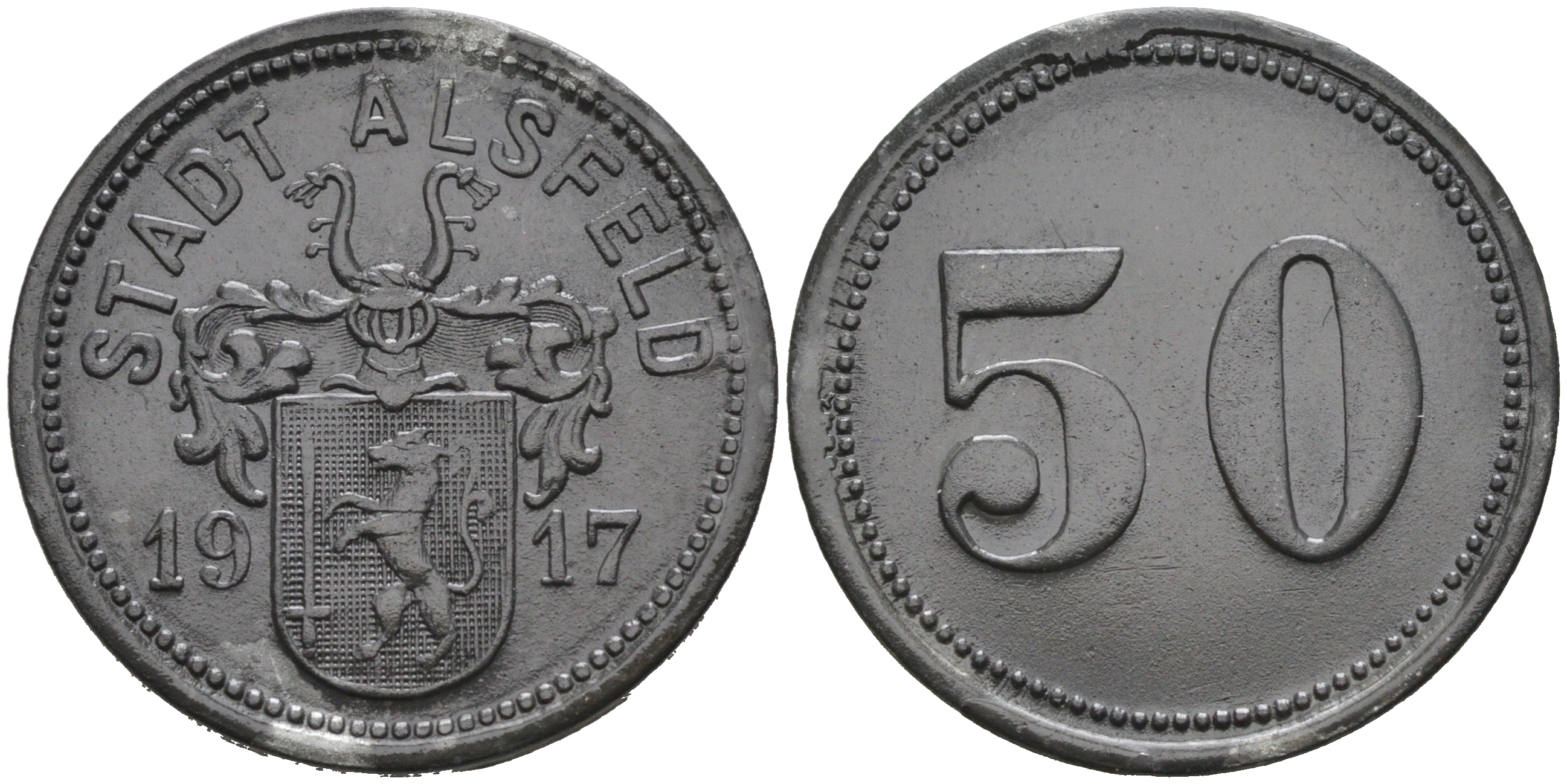 АЛЬСФЕЛЬД 10 ПФЕННИГОВ 1917 НОТГЕЛЬД, ЗЕМЛЯ ГЕССЕН цинк 75-1527