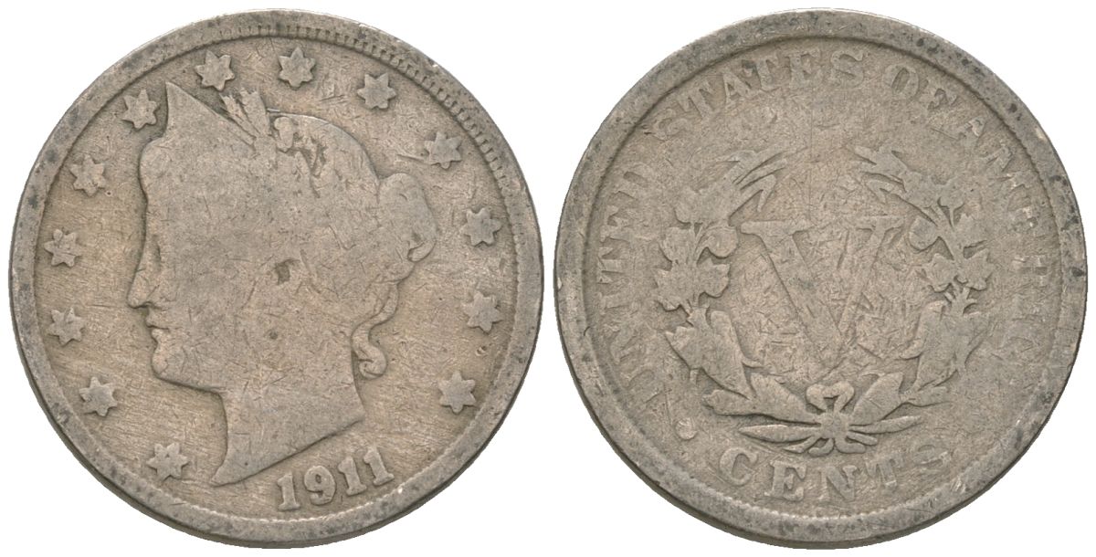 США 5 центов 1911 голова свободы KM 112 медно-никель 3336-326