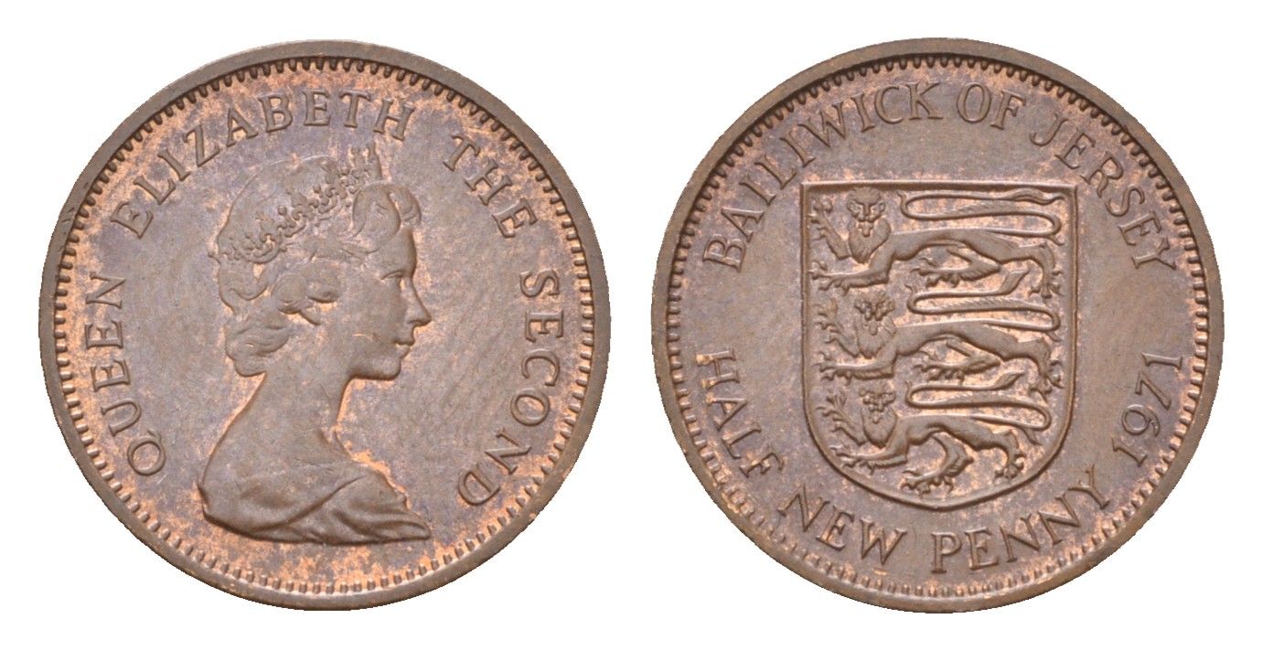 Джерси 1/2 пенни 1971 Елизавета II (1952-2022) KM 29 бронза aUNC 4647-438