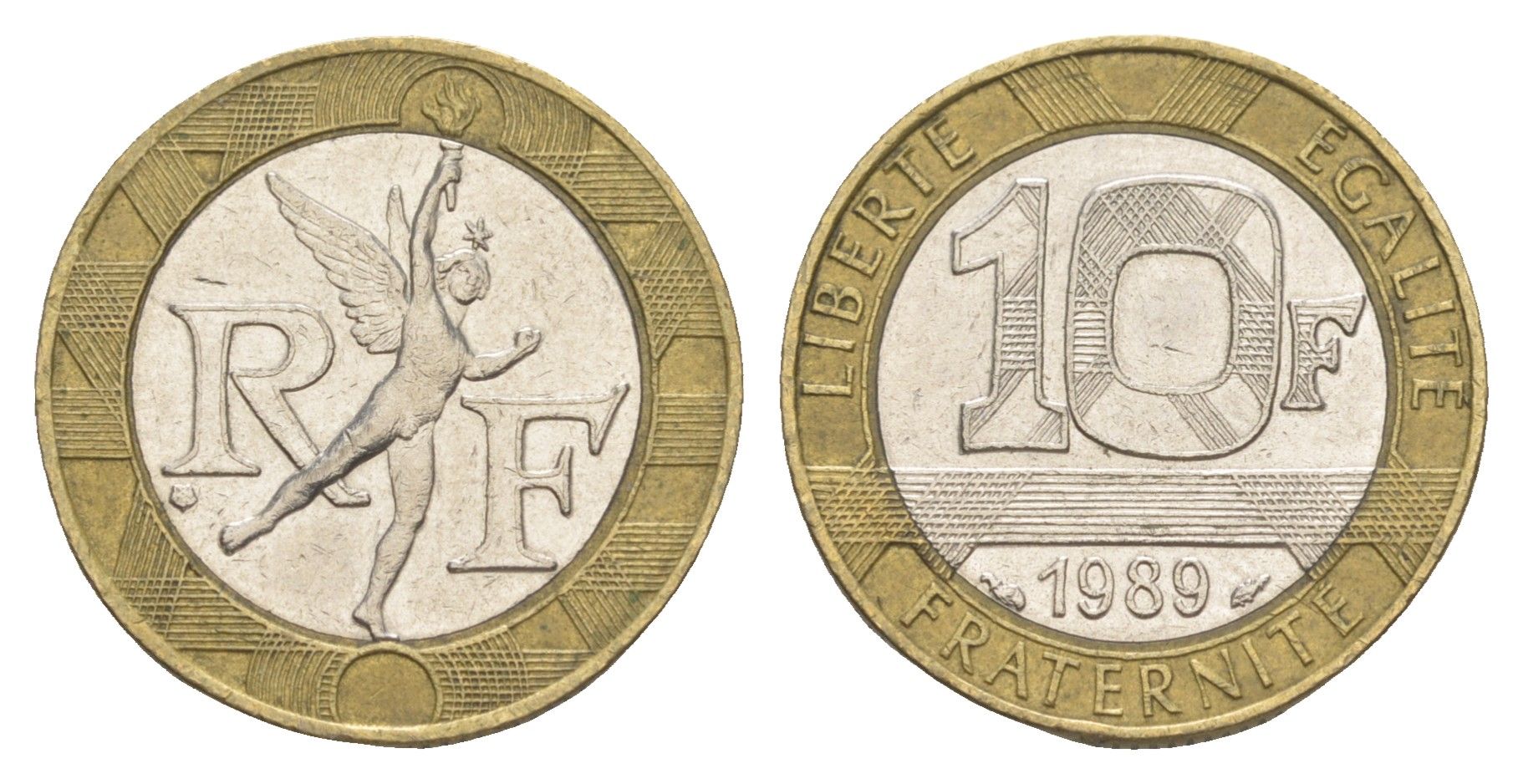 Франция 10 франков 1989 KM 964.1, Le Franc 375.3 биметалл 4652-444
