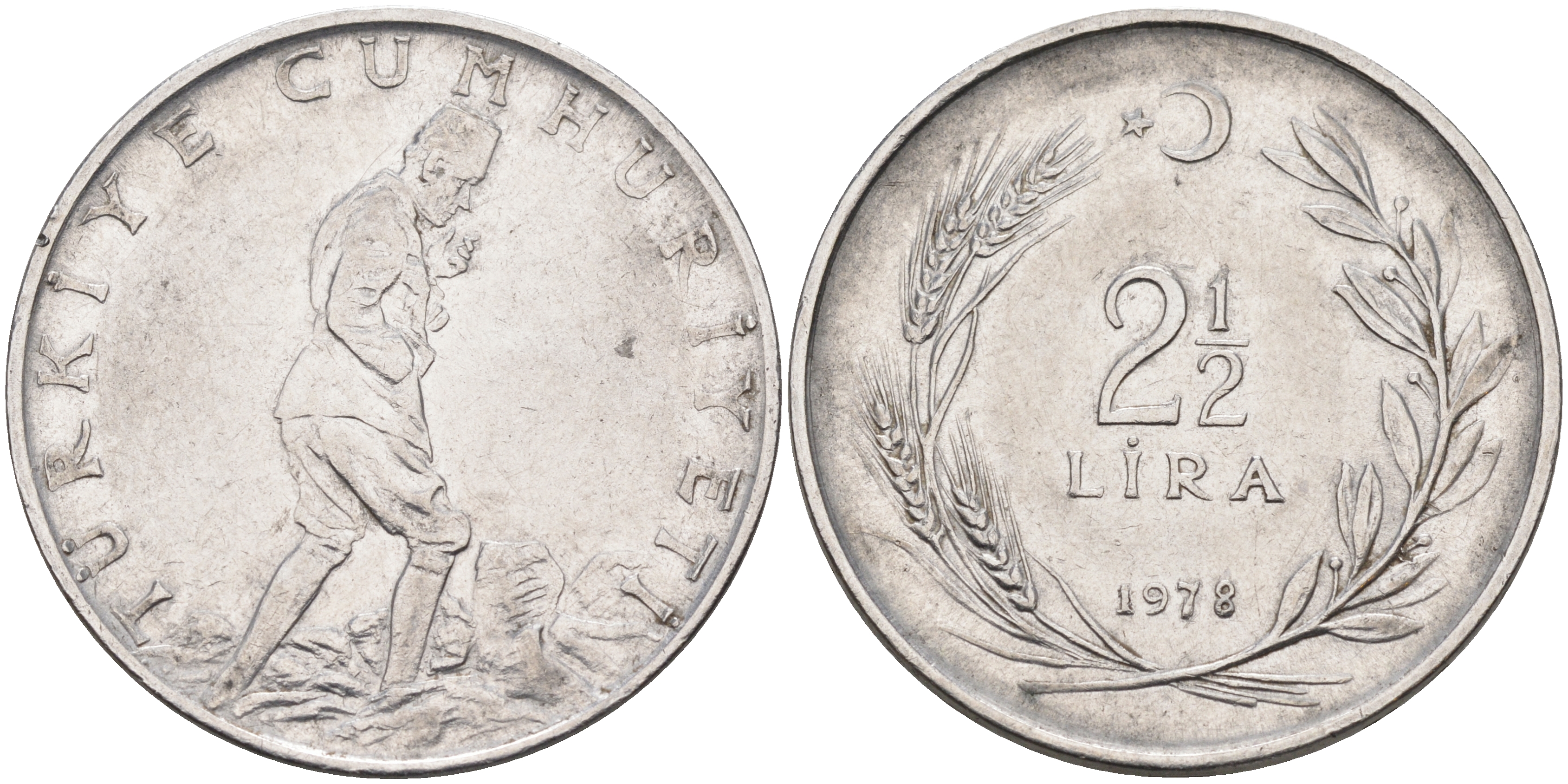 Турция 2-1/2 лиры 1978  KM 893.2 сталь 4117-216