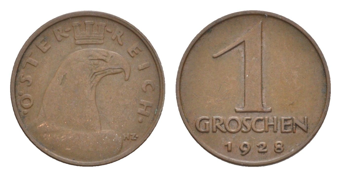 Австрия 1 грош 1928 KM 2836 бронза 4639-966
