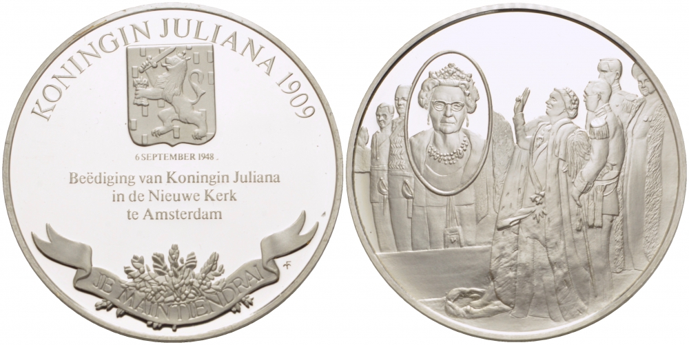 Нидерланды медаль ND серия великие правители, принц Фредерик Генрих Оранский (1584-1647), 36 мм, 17,5 гр  серебро  PROOF  1082-8-13