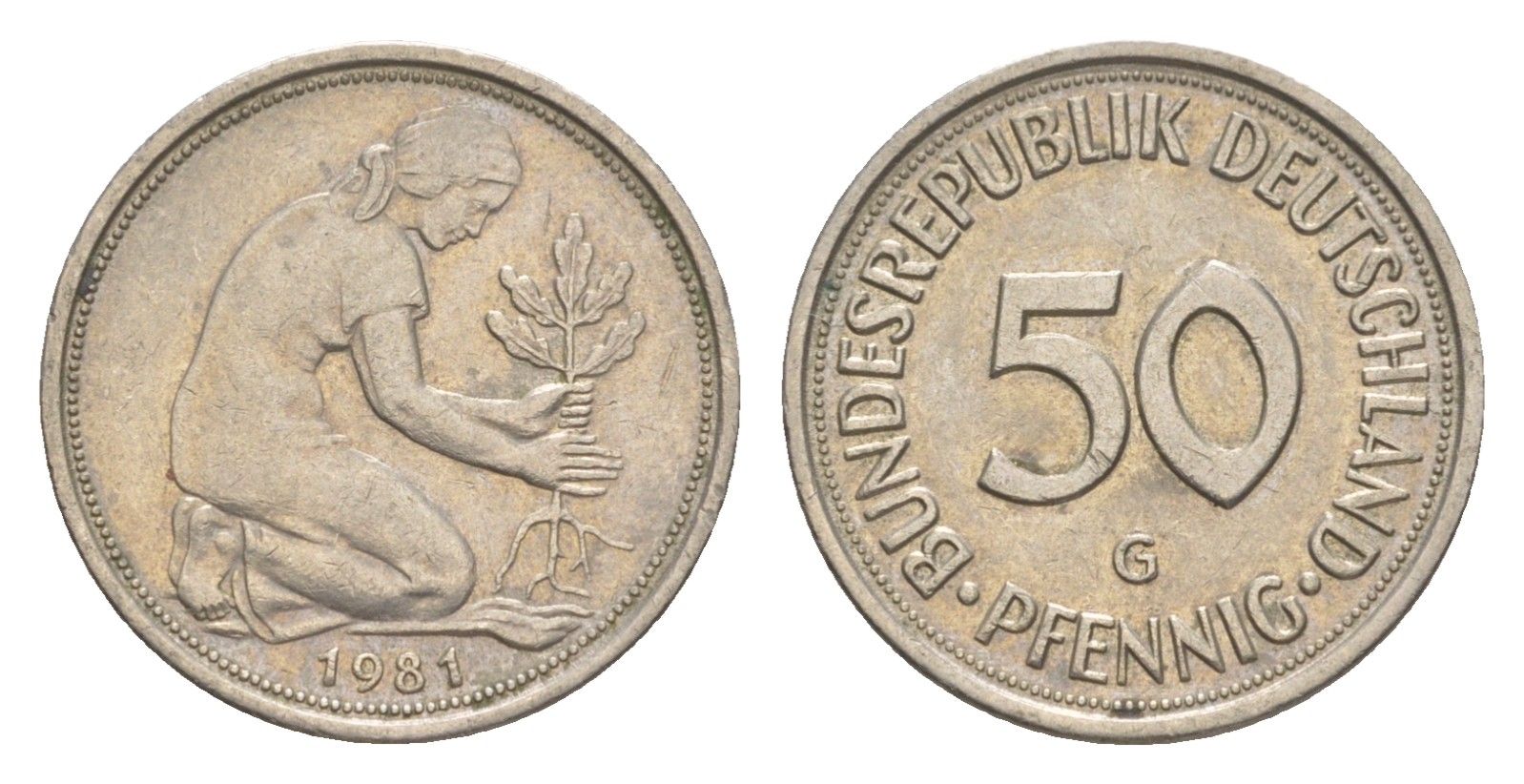 ФРГ 50 пфеннигов 1981 G KM 109.2, J. 384a медно-никель 4632-331