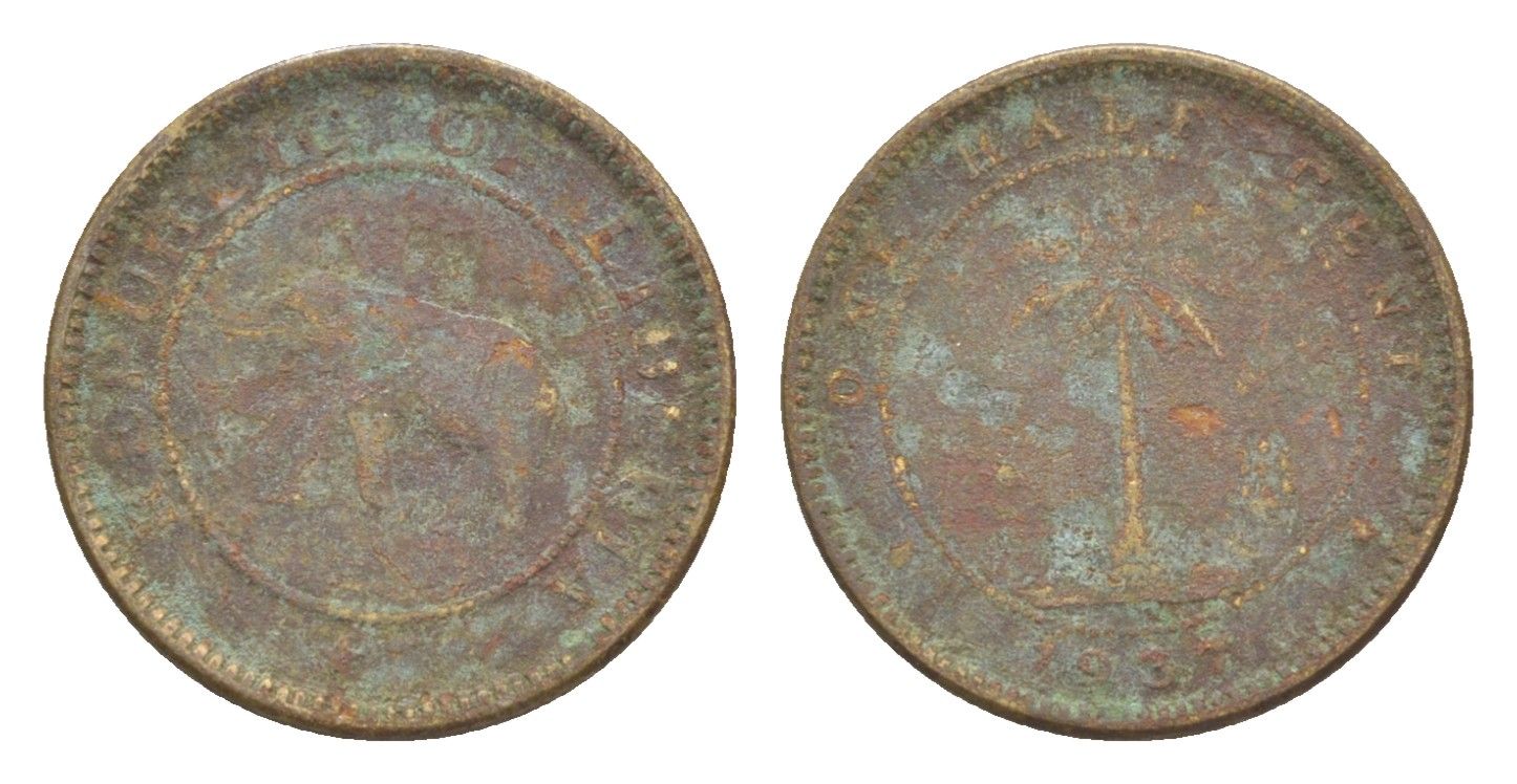 Либерия 1/2 цента 1937 KM 10 латунь 4614-921