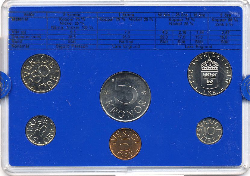 Швеция набор монетного двора из 6 монет 1984 в пластике, Карл XVI Густав (1973- ) KM MS31 UNC 5-4-2-42