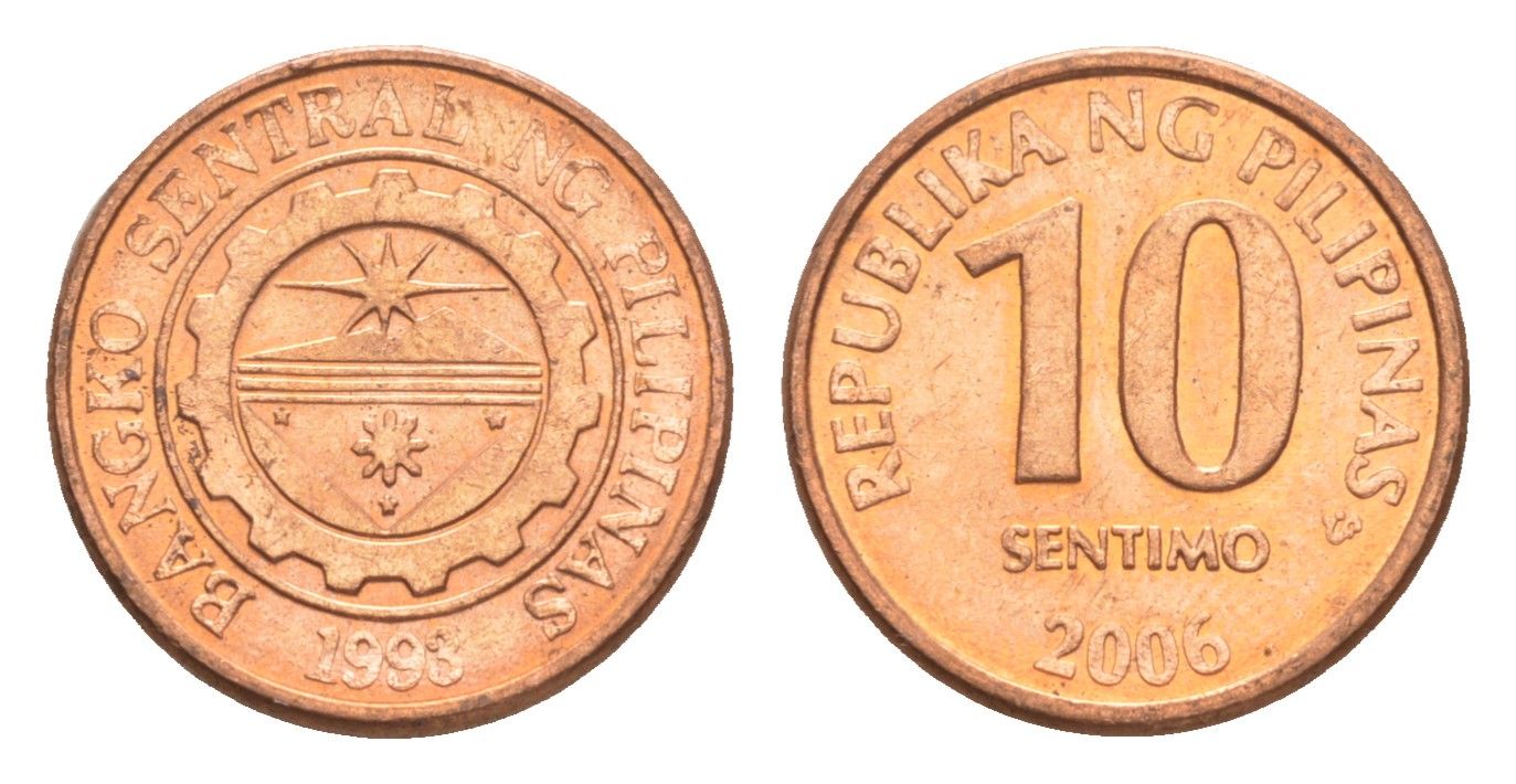 Филиппины 10 сентимо 2006 KM 270 сталь плакированная медью UNC 4649-638