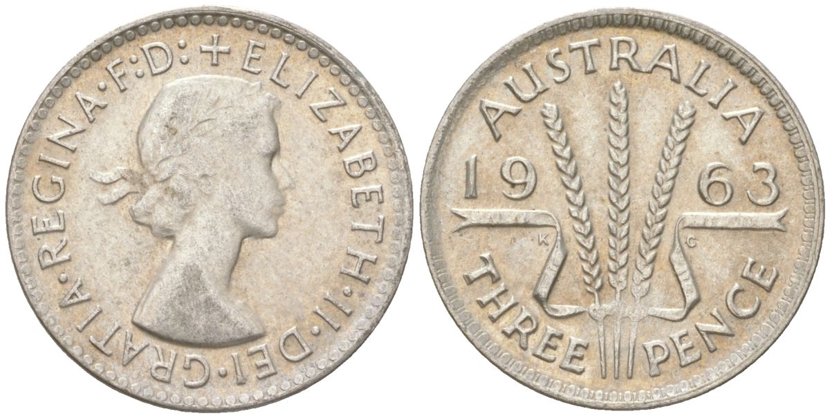 Австралия 3 пенса 1963 Елизавета II (1952-2022) KM 57 серебро 4623-125
