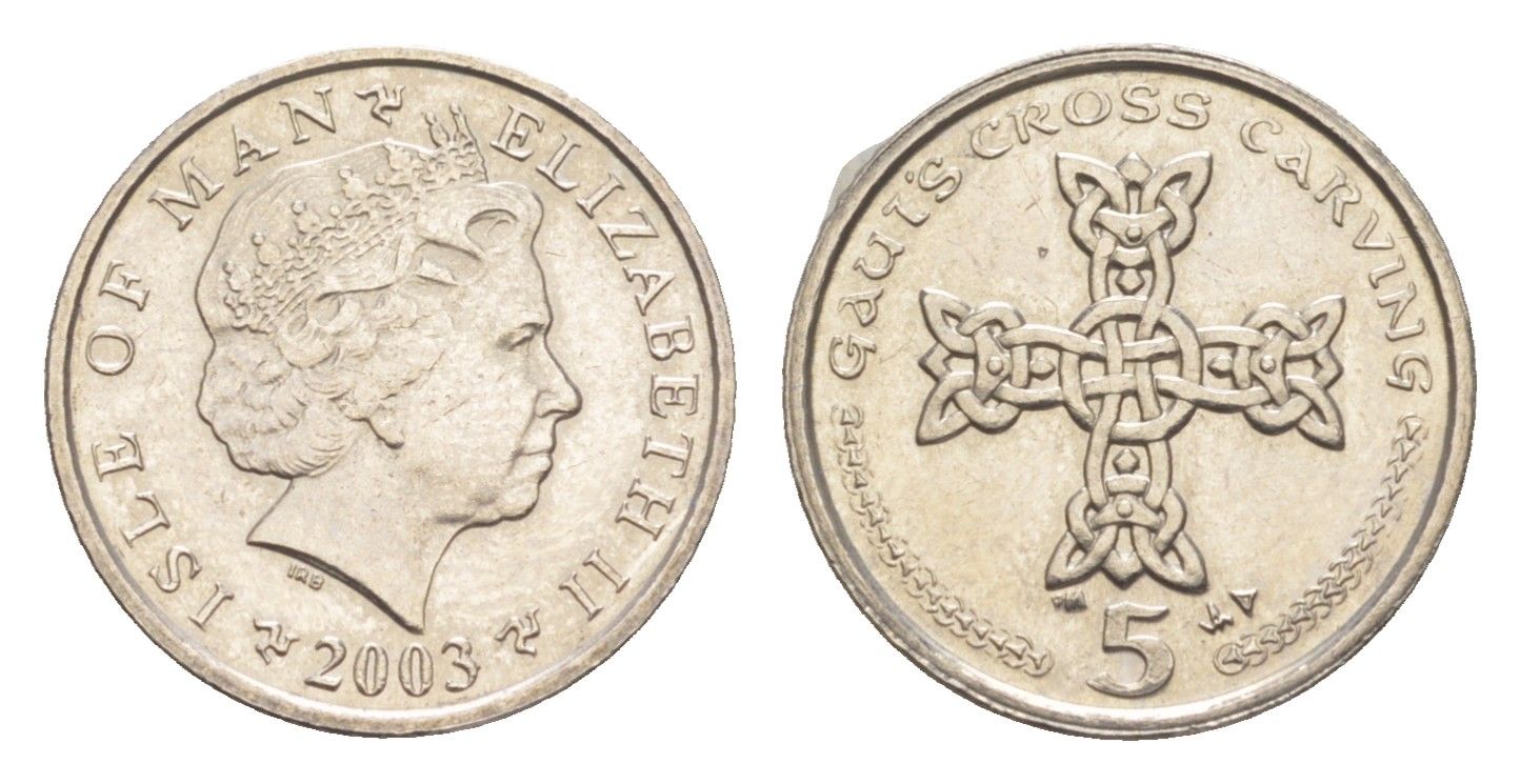 Остров Мэн 5 пенсов 2003 Елизавета II (1952-2022) KM 1038 медно-никель UNC 4651-361