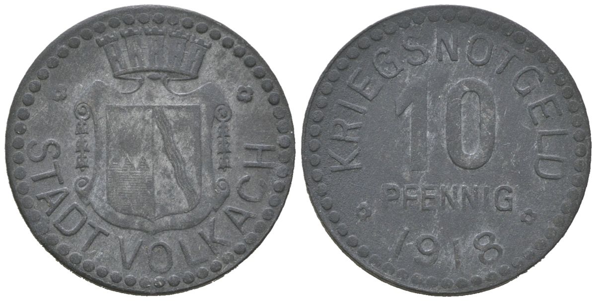 Фольках (Бавария) 10 пфеннигов 1918 Funck 565.3, Men18 32430.3 цинк 4379-354