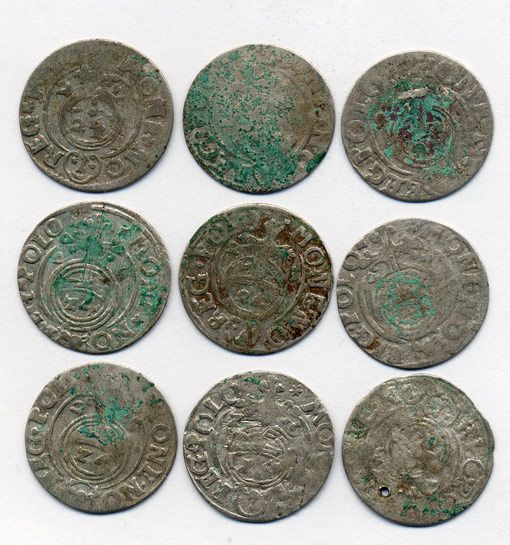 ПОЛЬША ЛОТ ИЗ 9 МОНЕТ В ПОЛТАРАК XVII век M12-13-7