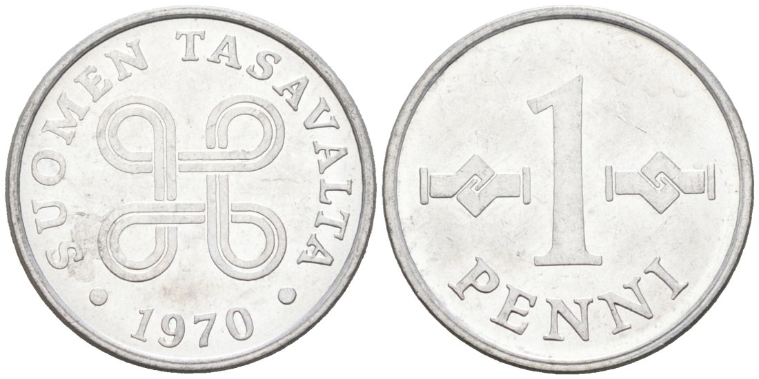 Финляндия 1 пенни 1970 KM 44а алюминий 4564-857