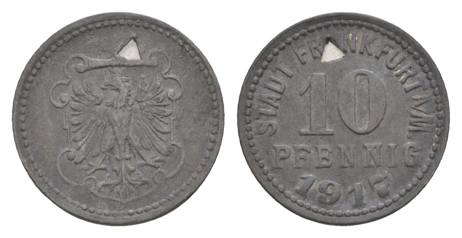 Франкфурт-на-Майне 10 пфеннигов 1917 Funck 136.1, Men05 7947.2, Men18 9918.2 цинк 4636-848