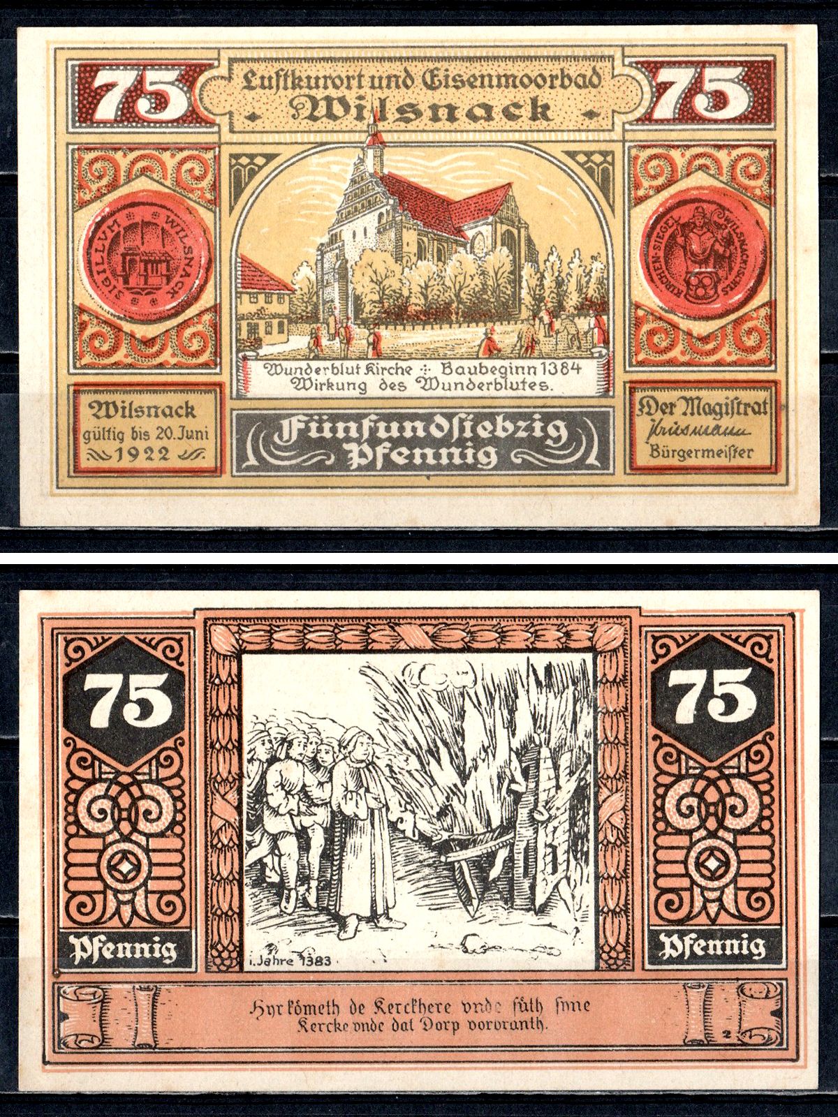 Вильснак (Пруссия, Бранденбург) 75 пфеннигов 1922 2193-48-1-1