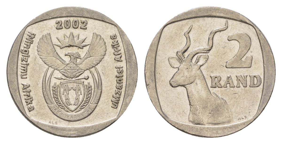 ЮАР 2 ранда 2002 KM 273 медь плакированная никелем 4626-1223