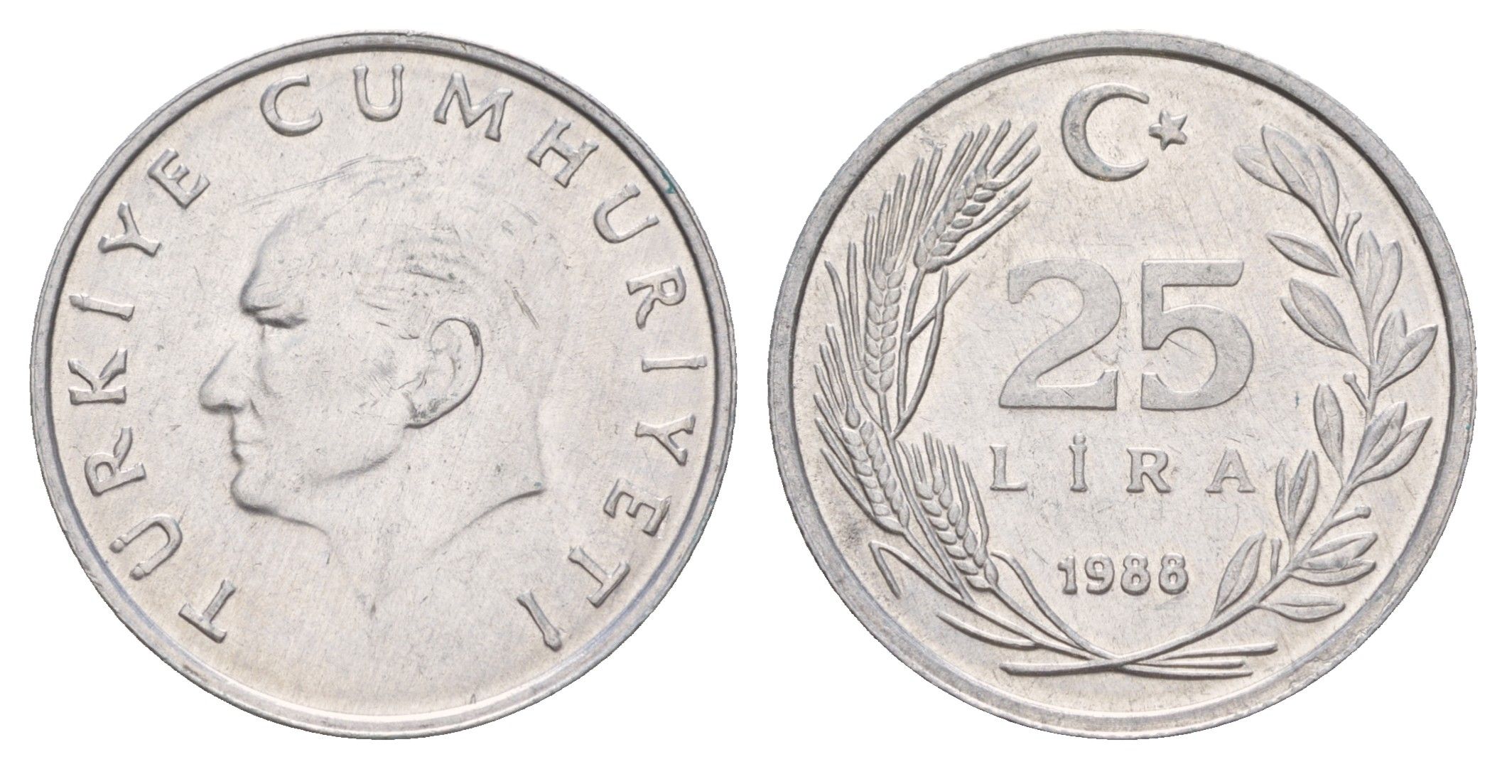 Турция 25 лир 1988 KM 975 алюминий UNC 4654-354