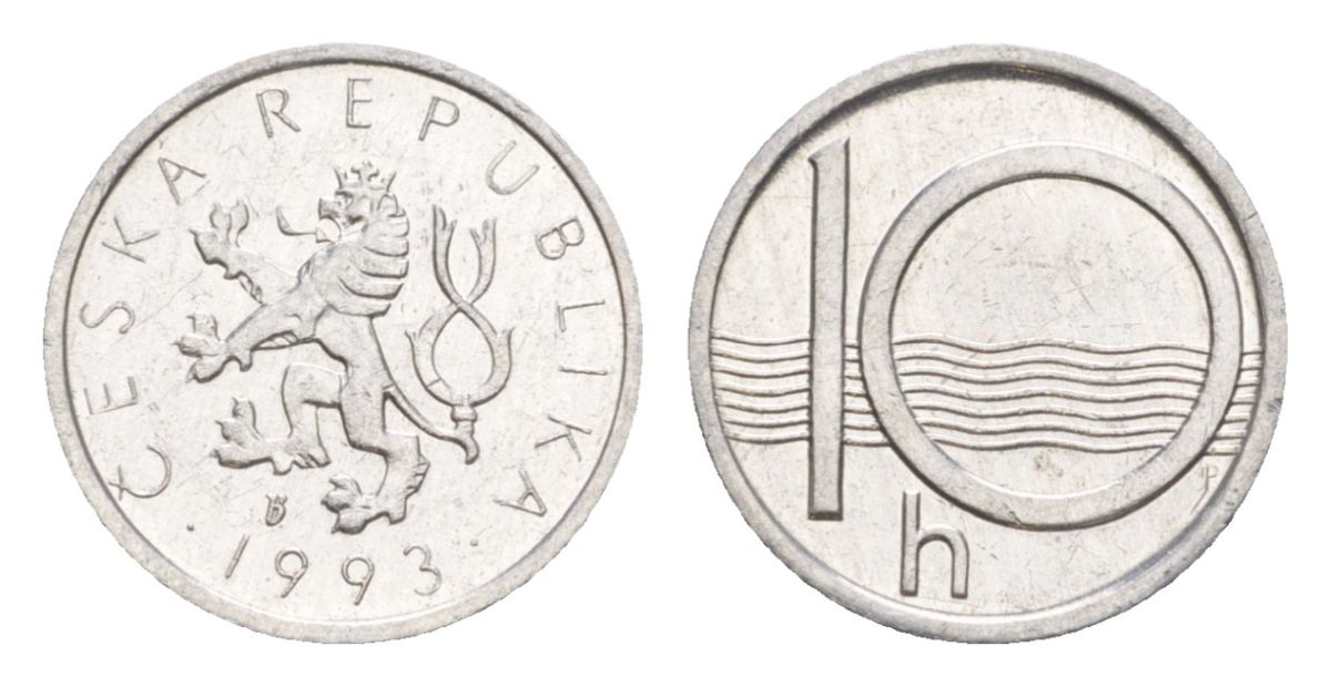Чехия 10 геллеров 1993 KM 6 алюминий UNC 4632-514