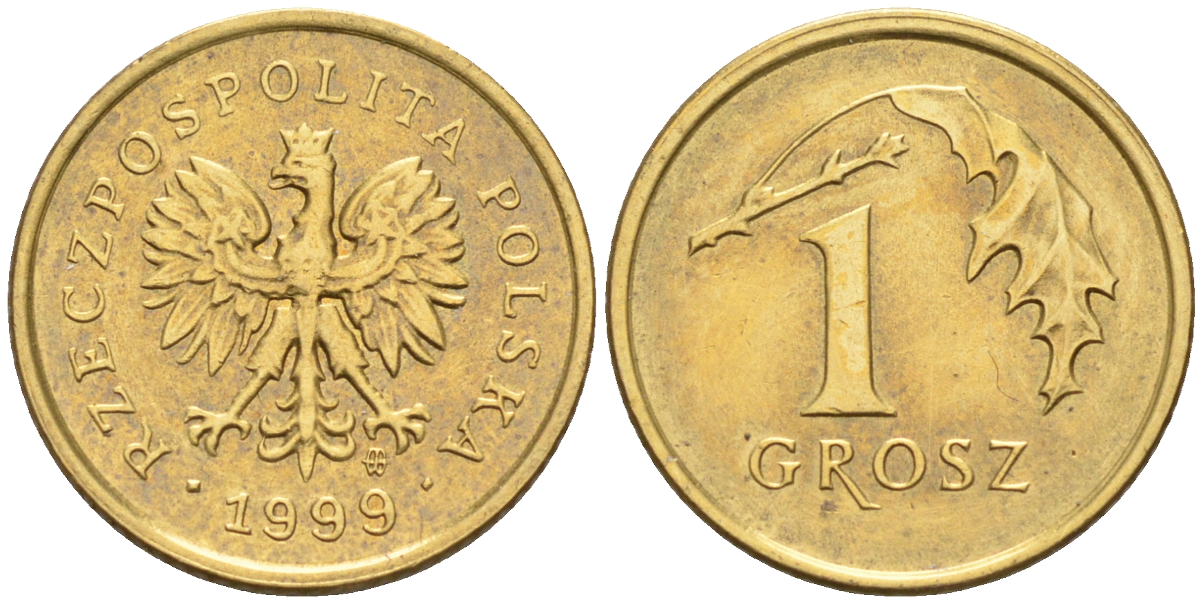 Польша 1 грош 1999 MW KM 276, Parchimowicz 701h латунь   4136-937