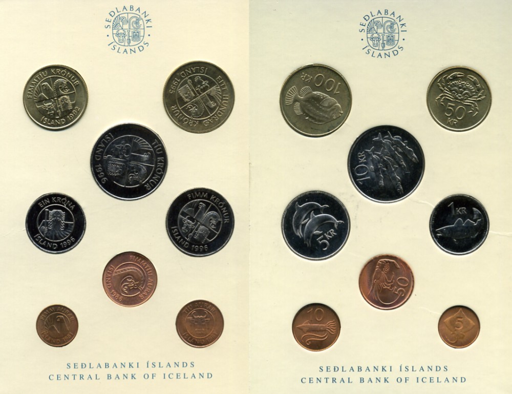 Исландия госнабор из 8 монет 1981-1996 UNC 3-4-1-52