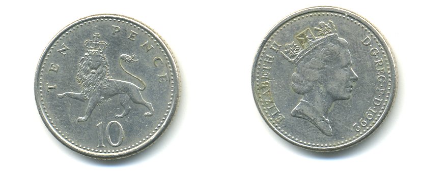 Великобритания 10 пенсов 1992 Елизавета II (1952-2022) KM 938b, Spink 4367 (F4) медно-никель 59-533