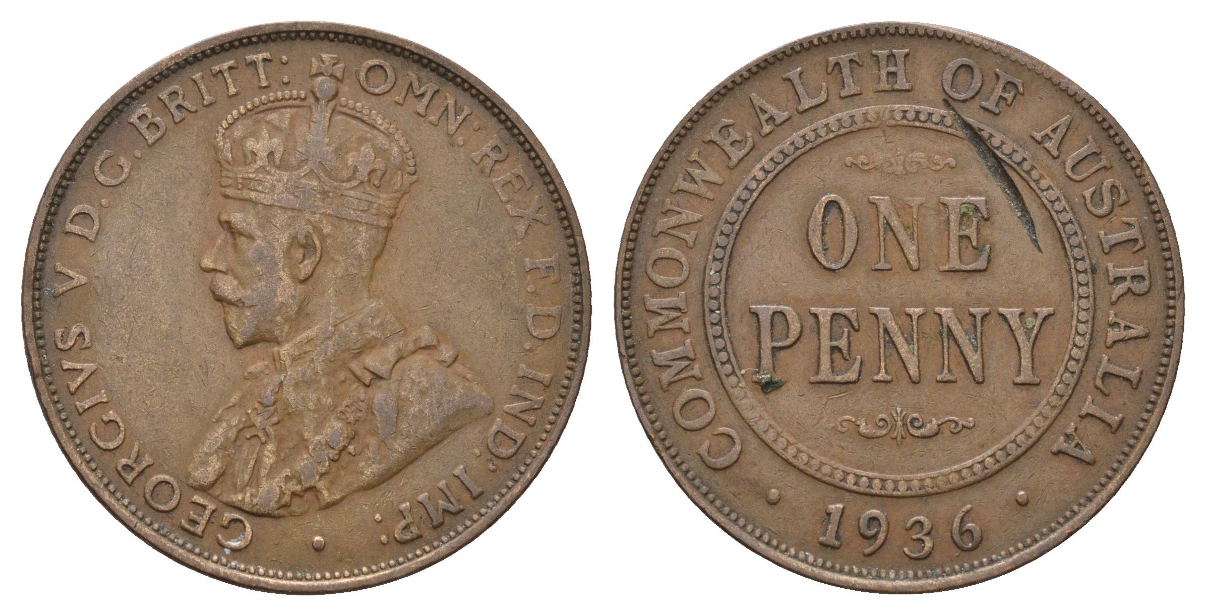 Австралия 1 пенни 1936 Георг V (1910-1936) KM 23 бронза 4692-923