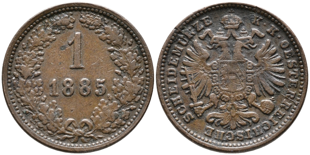 АВСТРИЯ 1 КРЕЙЦЕР 1885 БОЛЬШОЙ ОРЁЛ KM 2187 медь 100-521