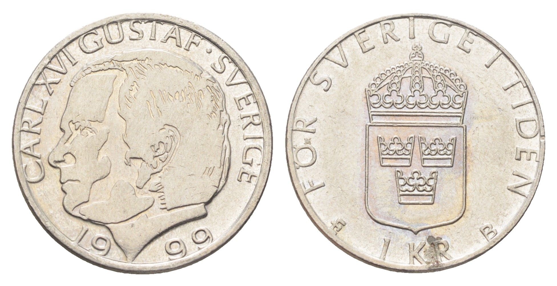 Швеция 1 крона 1999 Карл XVI Густав (1973- ) KM 852a медно-никель 4706-955