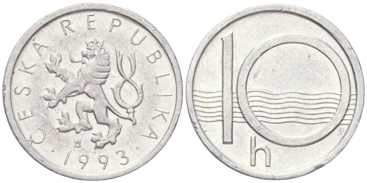 Чехия 10 геллеров 1993 KM 6 алюминий 4613-1024