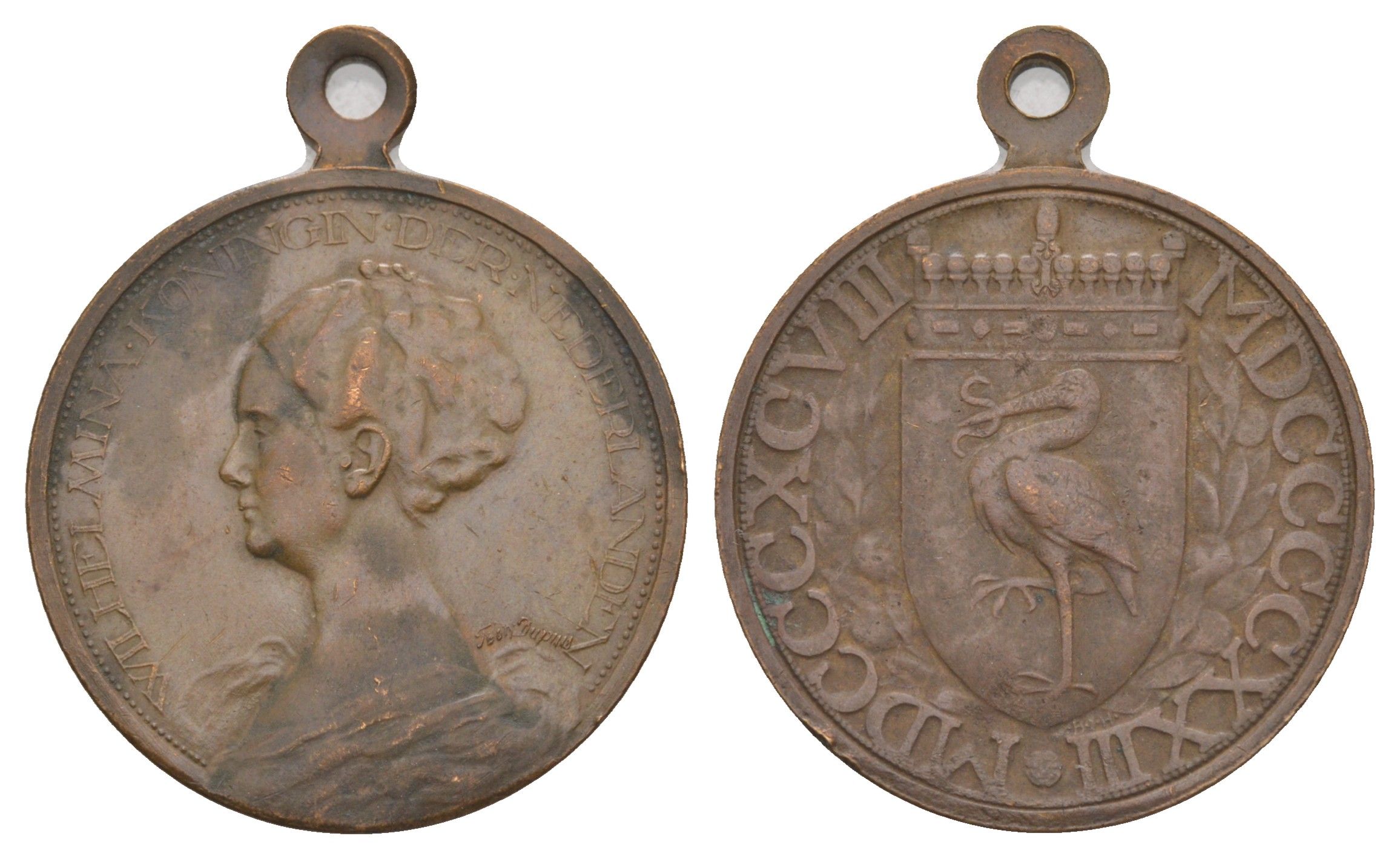 Нидерланды медаль "в честь 15-летия правления Вильгельмина 1898-1913" 1913 диаметр 29 мм, вес 11,6 гр бронза 4127-1113