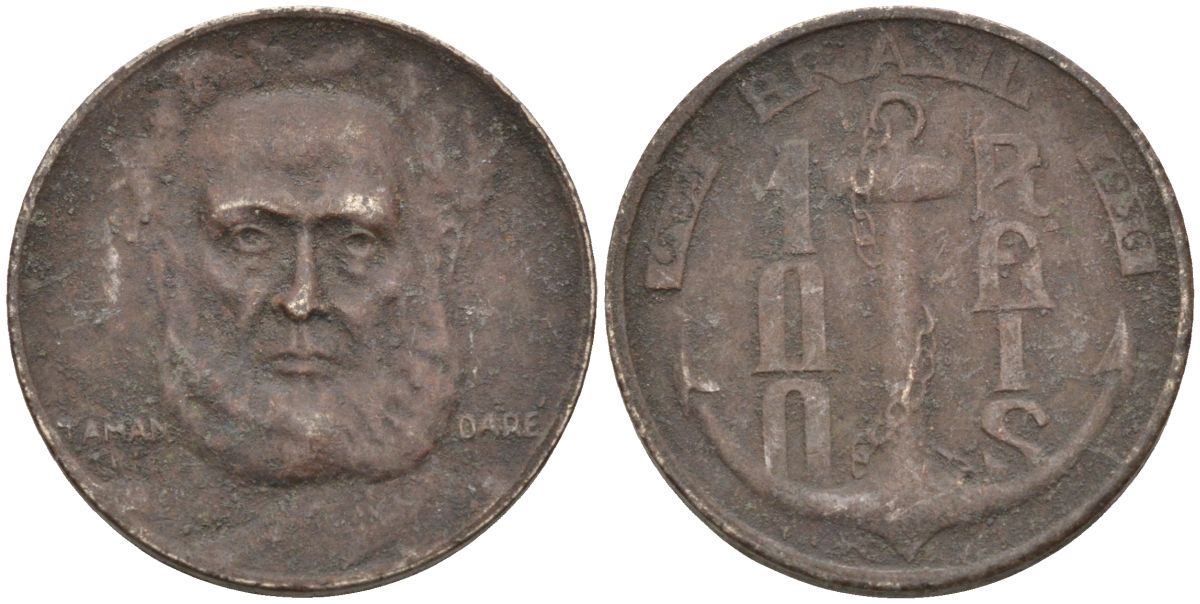 Бразилия 100 рейс 1936 Маркиз Тамандаре KM 536 медно-никель 4115-466