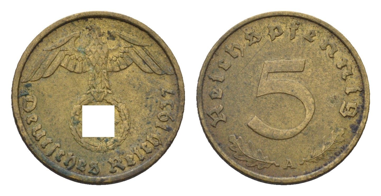 Германия 5 рейхспфеннигов 1937 A KM 91, J. 363 алюминиевая бронза 4685-429