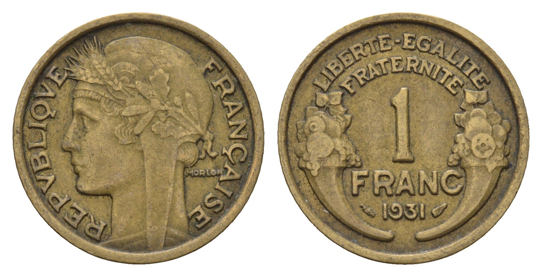 Франция 1 франк 1931 KM 885, Le Franc 219.2 алюминиевая бронза 4121-254