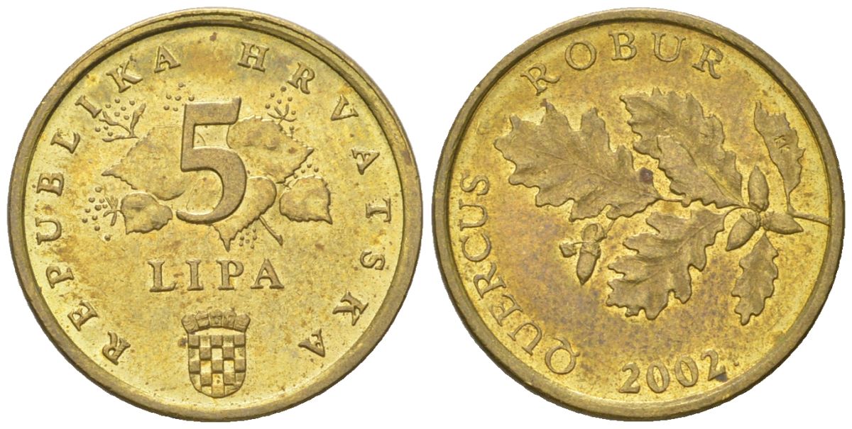 Хорватия 5 лип 2002 четный год KM 15 сталь плакированная латунью  aUNC  4124-924