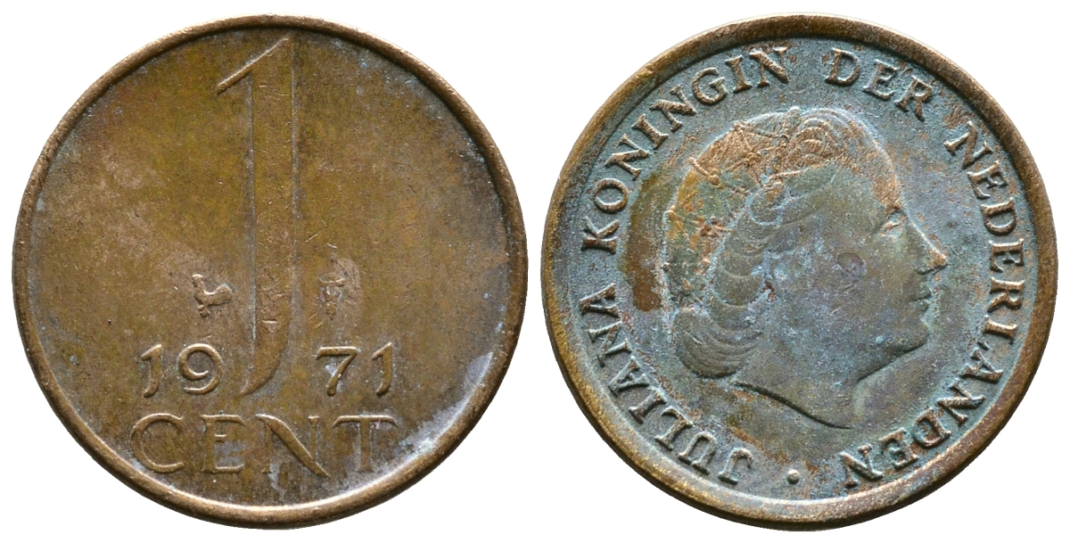 НИДЕРЛАНДЫ 1 ЦЕНТ 1971 ЮЛИАНА KM 180 бронза 179-664